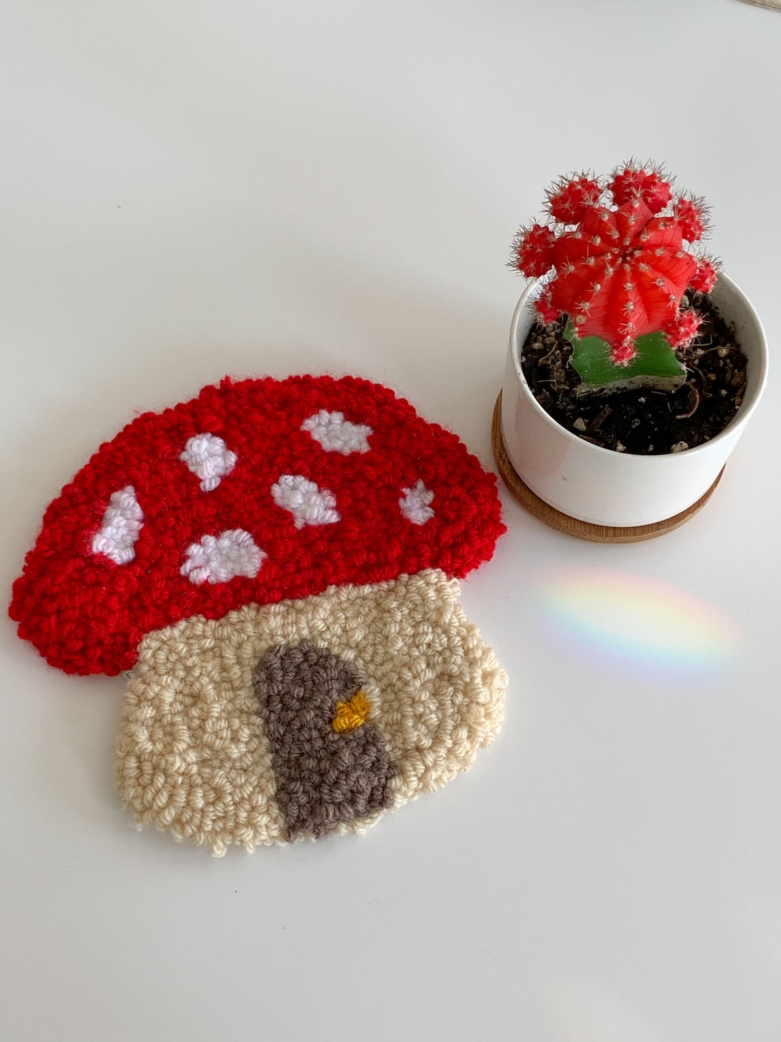 Punch Needle Mushroom Coaster for Coffee/Tea/Plants See Etsy