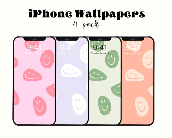 Smiley Face Iphone Wallpaper Neutral Indie Danish Pastel Etsy India