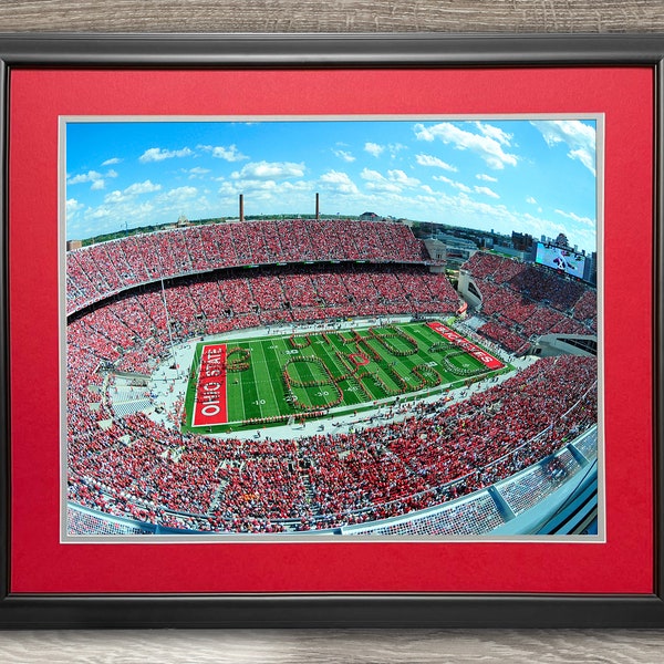 Ohio Stadium Aerial View - Framed Photo, Fan Cave or Father's Day
