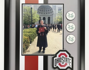 Ohio State Buckeye Shadowbox Frame for Graduation, Memorabilia, OSU Grad Gift
