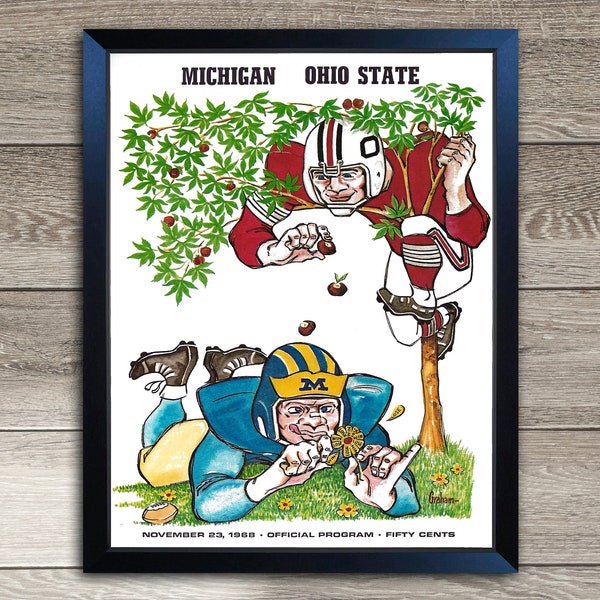 Ohio State vs Michigan 1969 Vintage Program Reproduction - Framed