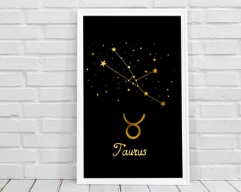 Taurus Zodiac Constellation, Stars, Digital wall art, Astrology Sign, Wall Art Decor, Spiritual art, Celestial, Digital download printable