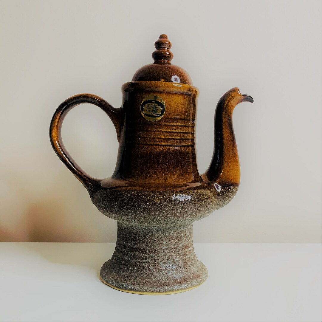 Dana Vintage Coffee Pot Stoneware Safari Australian Pottery Brown Oven