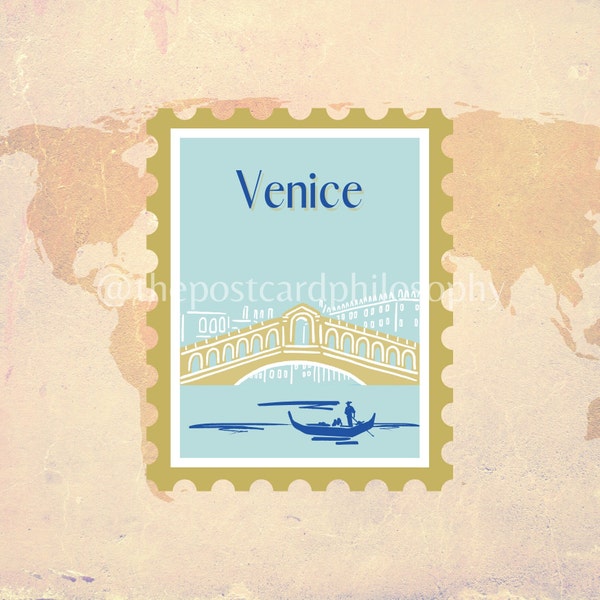 Venice Italy Sticker Stamp