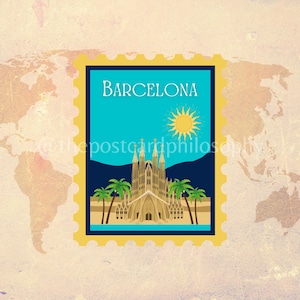 Barcelona Spain Sticker Stamp