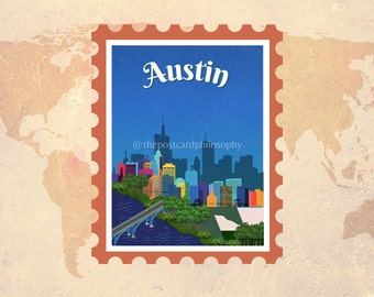 Austin Texas Sticker Stamp