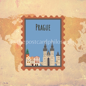 Prague Czech Republic Sticker Stamp