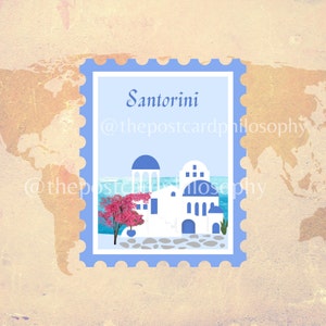Santorini Greece Sticker Stamp