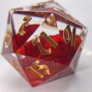 Red Spot - Handmade Resin Sharp-Edge TTRPG Polyhedral Dungeons and Dragons DND D&D Dice