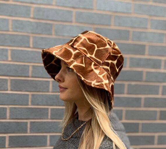 Cool Beans Bucket Hat Giraffe Faux Fur 
