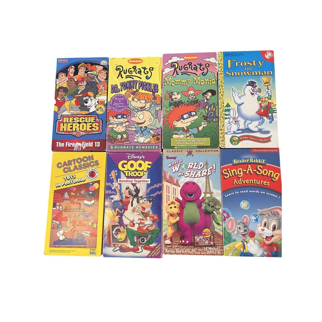 Vintage 90's Cartoons VHS Lot of 8 Rugrats Barney Goof Troop