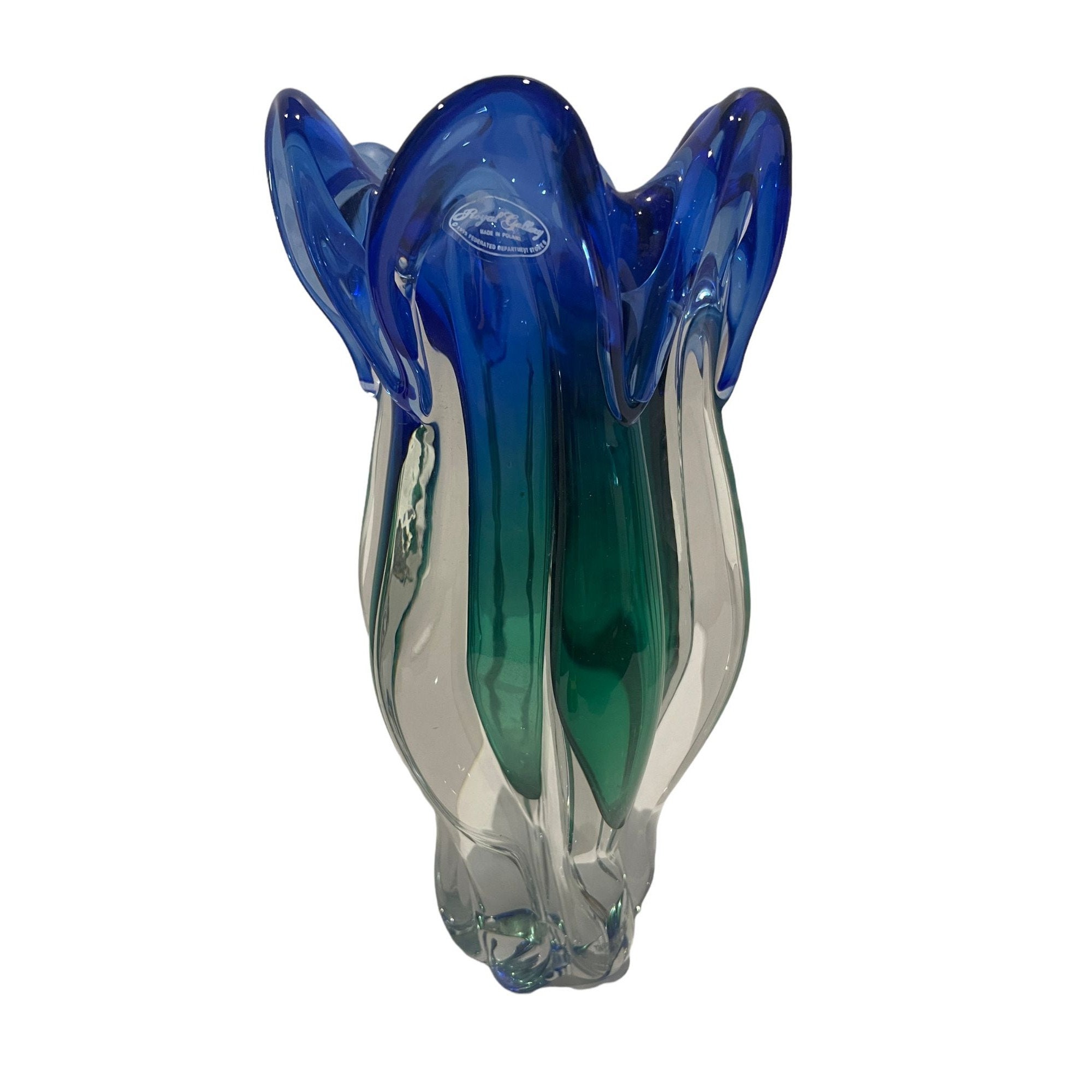 Royal Gallery Art Glass Vase Made in Poland Blue Green Etsy