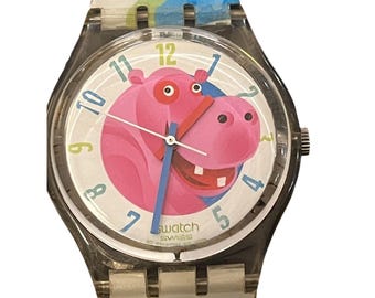 Vintage Hippo Swatch Swiss Plastic Watch