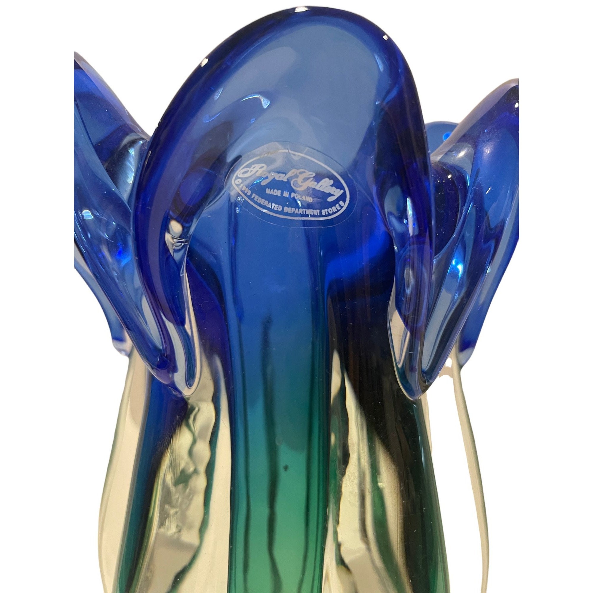 Royal Gallery Art Glass Vase Made in Poland Blue Green Etsy