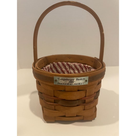 Vintage LONGABERGER 1989 Inaugural Basket With Liner Etsy