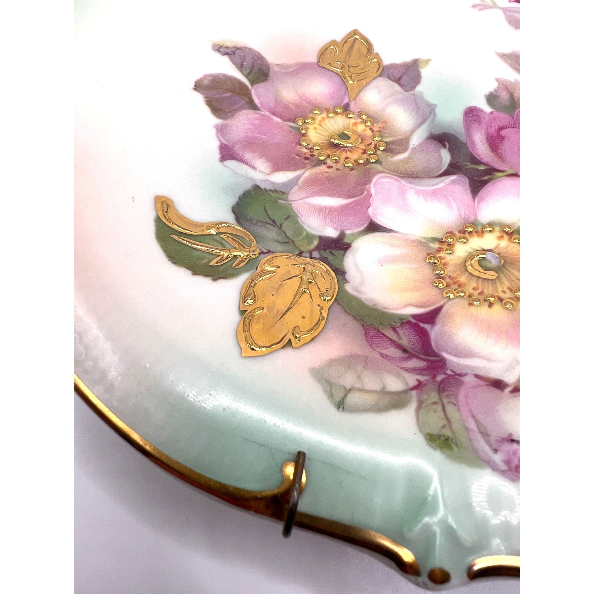Vintage Schumann Arzberg Bavaria Germany Plate Wild Rose Gold Accents ...