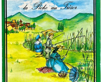 Vintage La Peche Au Tresor Tic Et Patte French Fishing Game Wooden Magnet