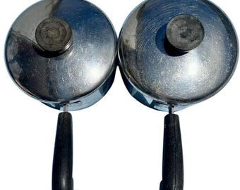 Vintage Revere Ware 1801 Kupfer plattierter Topf # 2363973 Patentprozess 2er Set