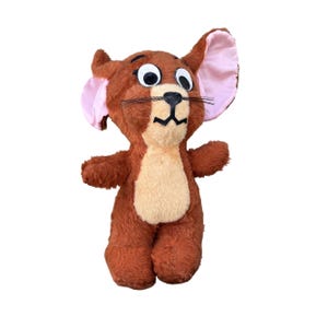 Vintage Jerry Mouse Plush Toy 13" Brown & Pink Soft Stuffed Animal Cartoon Character