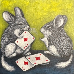 Originele aangepaste Chinchilla olieverfschilderij heldere kleurrijke impressionistische kunst kunstwerken thuis hangen miniatuur modern geschenk