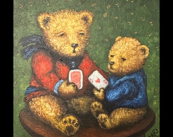 絵画「テディベア」/アートコレクション/油絵/絵画/手作り/絵画