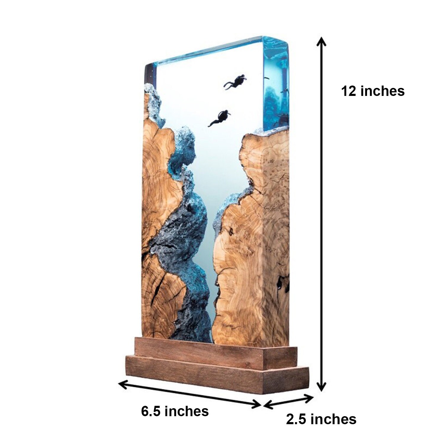 Diver, Scuba, Diving Epoxy Resin Wood Lamp, Scuba Gift, Ocean Theme