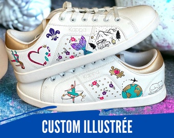 CUSTOM ILLUSTREE - personnalisation de chaussures, peintes à la main selon vos envies, peinture Angelus