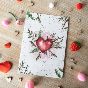 Postcard Emerging love | Couple, Lovers, Valentine's Day Gift, Party, Greeting card, Watercolor, French illustrator