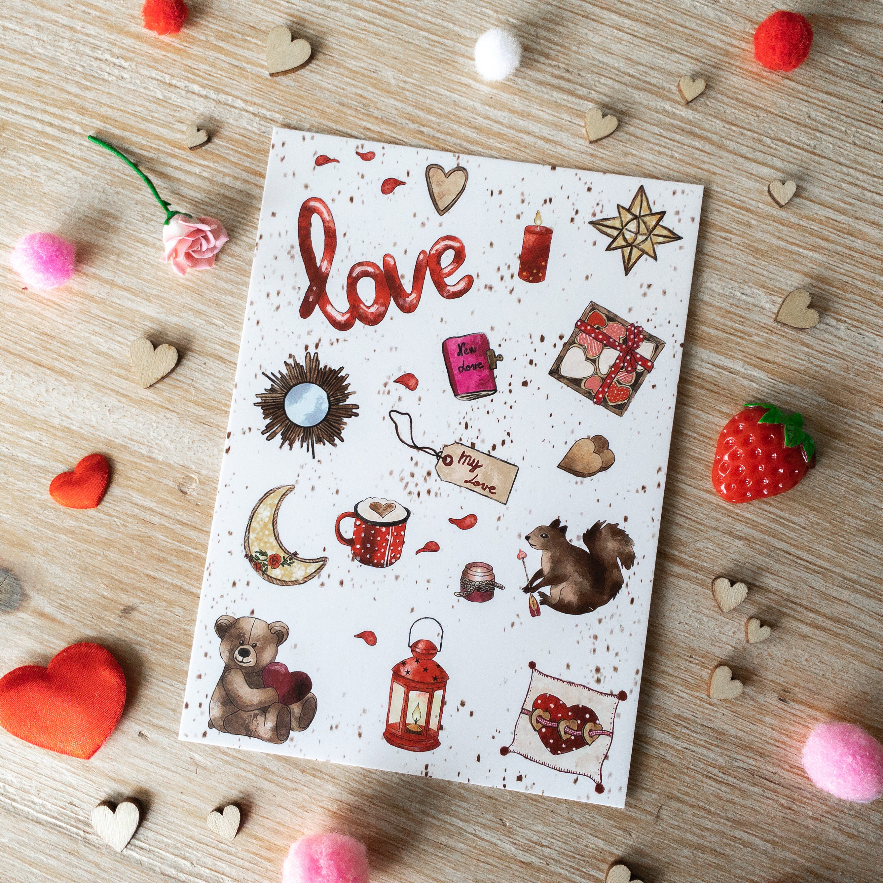 Carte Postale Valentine's Day | Couple, Amoureux, Cadeau St Valentin, Fête, Carte de Voeux, Aquarell