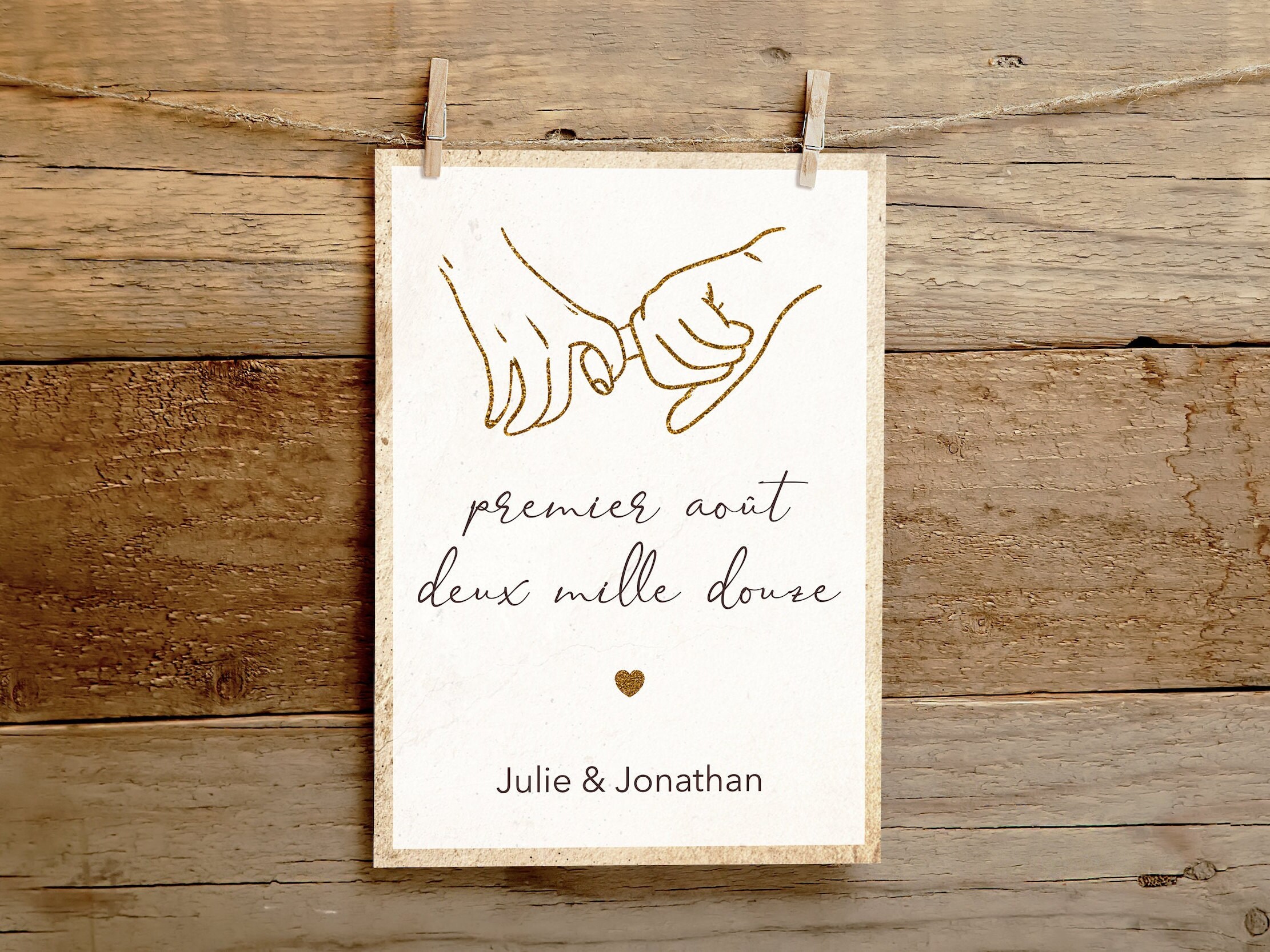 Affiche Couple | Affiche Personnalisée Mains Enlacées, Date, Mariage, St Valentin, Amour, Idée Cadea