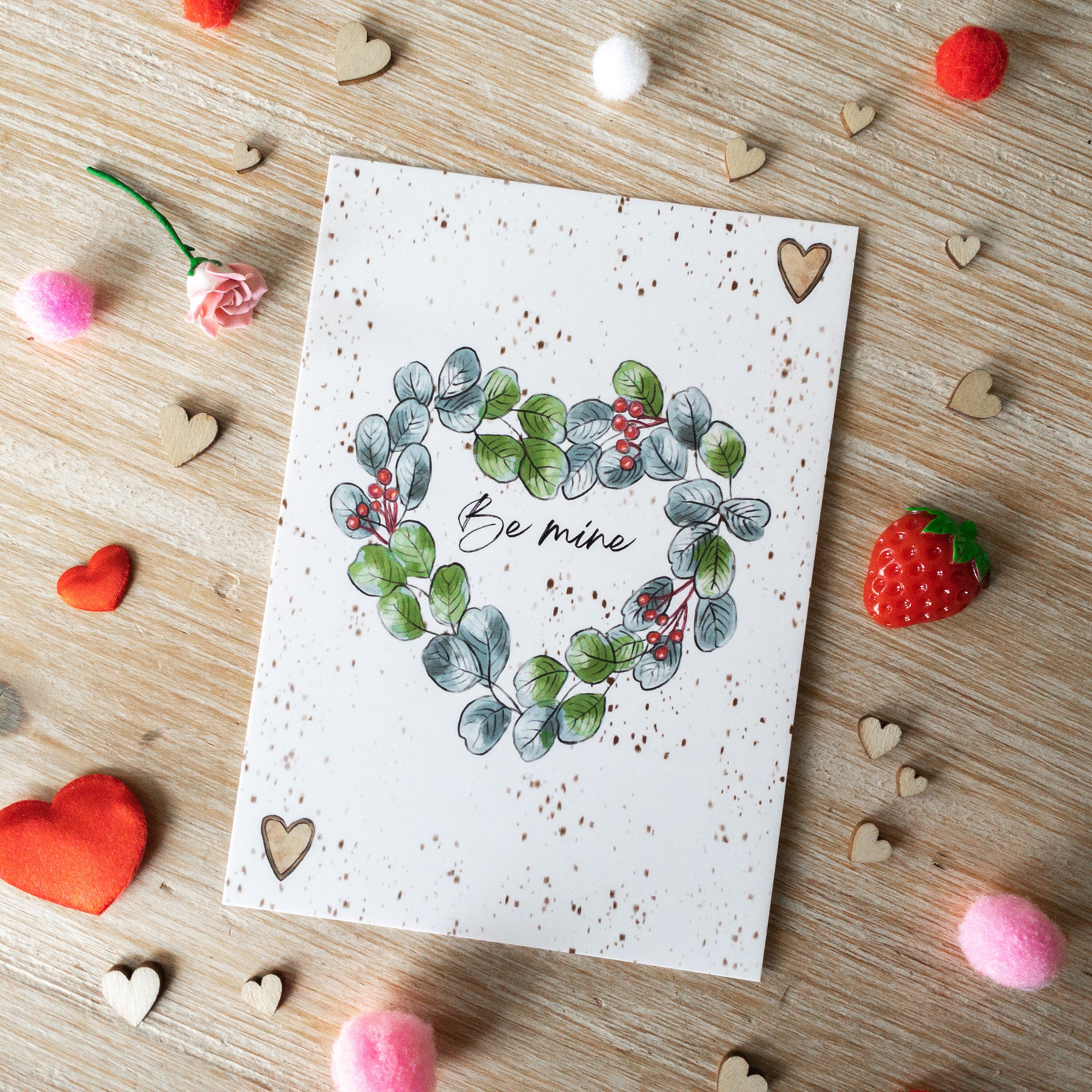 Carte Postale Be Mine | Couple, Amoureux, Cadeau St Valentin, Fête, Carte de Voeux, Aquarelle, Illus