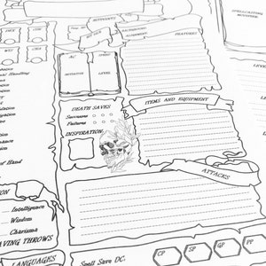 5e Tattered Character Sheet D&D