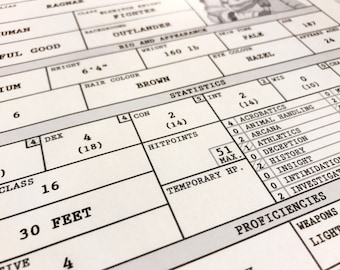 Dnd 5e Character Sheet Medieval Style Etsy Uk