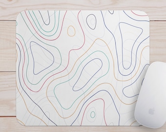 Mousepad in colorful topographical lines design - Perfect for the office, home, as a gift - Ideal for Valentine's Day