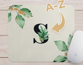 Mousepad mit Wunschbuchstabe und Edlem Nature Design  - Perfekt fürs Büro, Zuhause, als Geschenk - Ideal zum Valentinstag