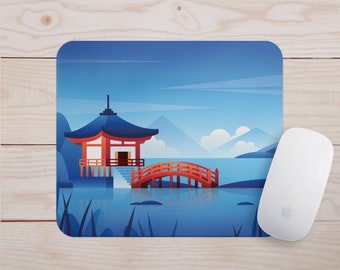 Mousepad in Japanese temple design - Perfect for the office, home, as a gift - Ideal for Valentine's Day