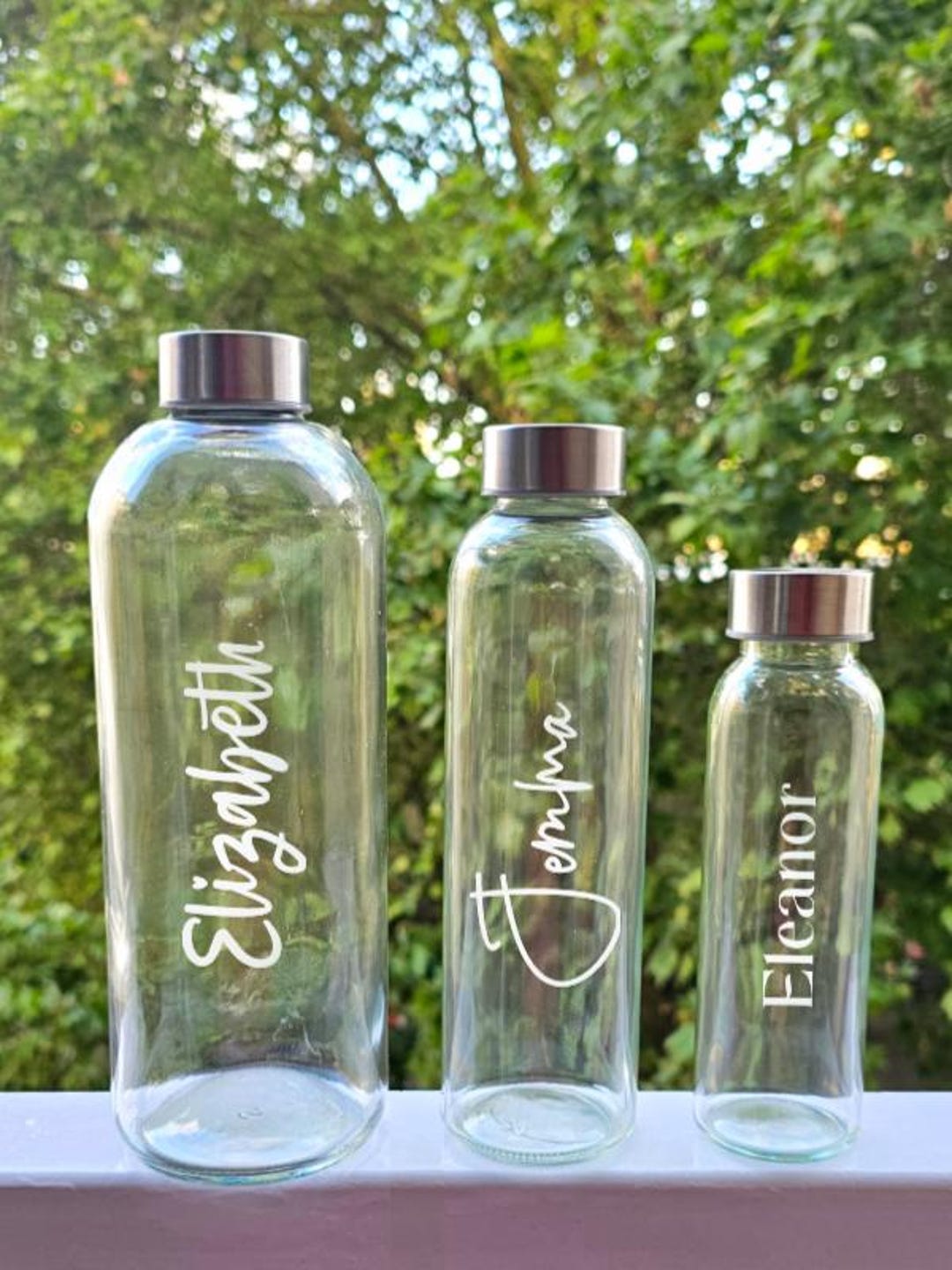 Personalized Glass Water Bottle | Etched Name, Reusable Gift - Etsy UK