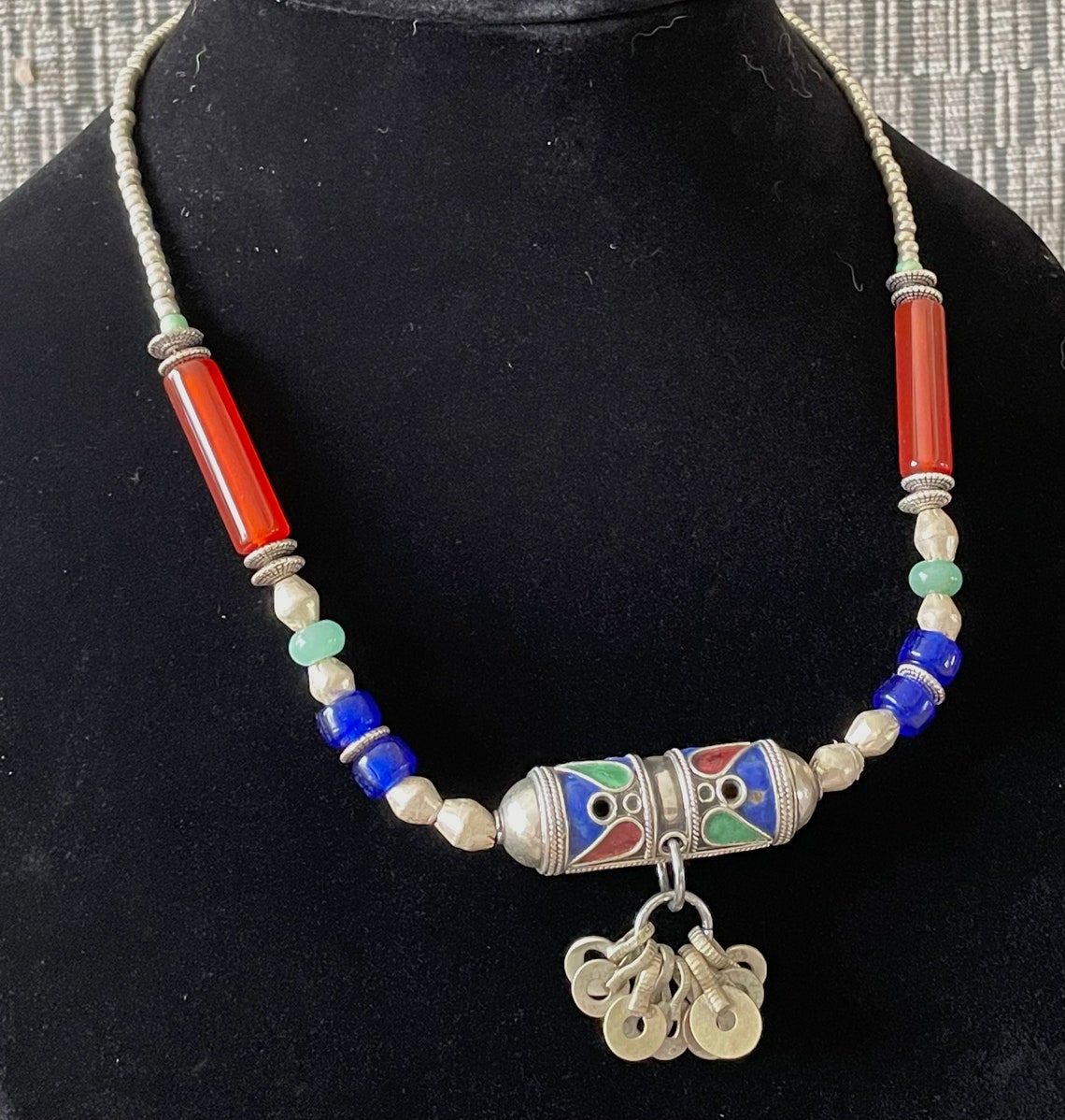 Moroccan Berber Necklace with Vintage Beads and Gemstones Etsy Italia