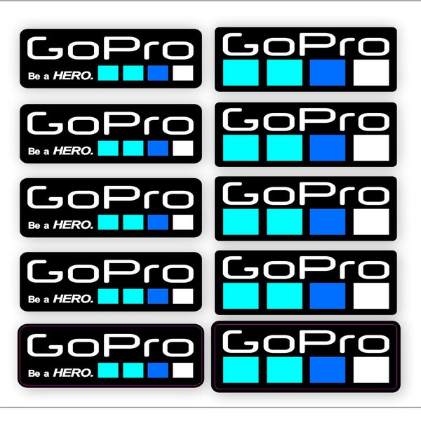 10x GoPro camera decals, stickers, waterproof vinyl, laminated for protection.