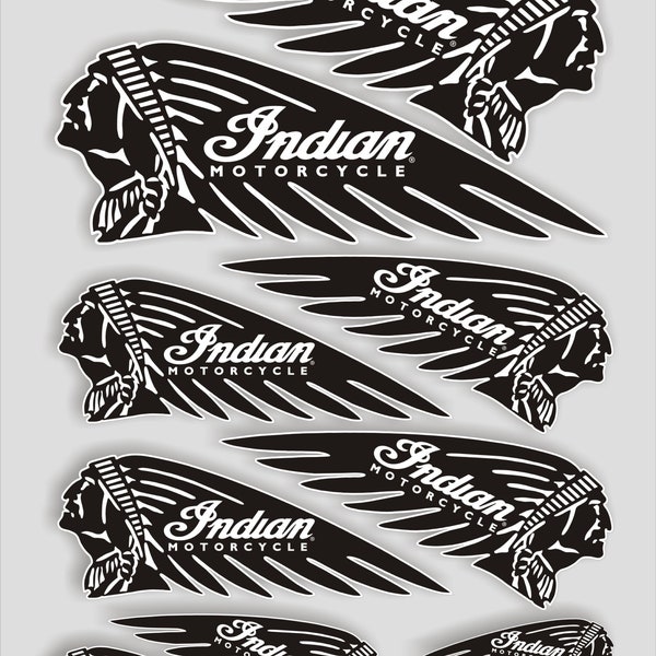 Indian motorcycles, 10 decals, stickers, printed on quality vinyl & laminated