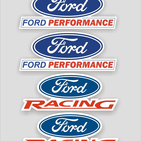 4 décalcomanies à logo Ford Performance / Racing, autocollants, vinyle de qualité et plastifié