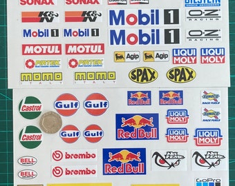 69x Radio control vehicle stickers, laminated for protection.