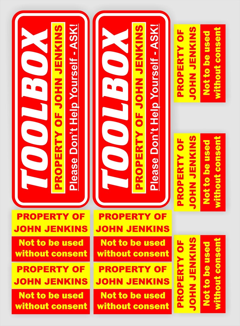 9x Personalised Tool / Toolbox Decal Stickers High Quality - Etsy