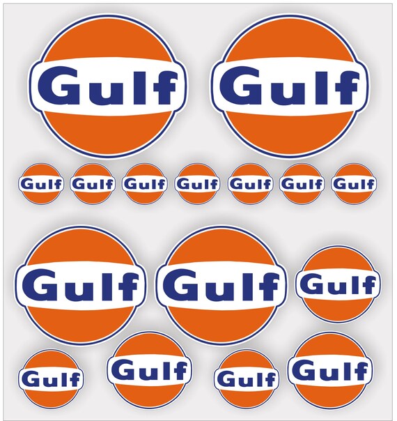 16x Gulf Oil Decals / Stickers Racing Quality Vinyl Etsy