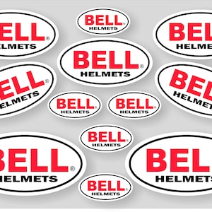 Glockenhelme 12 selbstklebende Sticker. Bedruckt & LAMINIERT. Motorrad. (Reiseziele außerhalb Großbritanniens sind 2-3 Wochen Lieferzeit)