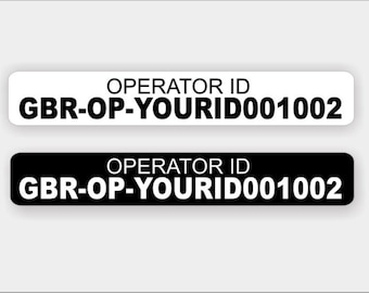 10x Drone Operator CAA ID Sticker labels, High Quality Vinyl, Laminated.