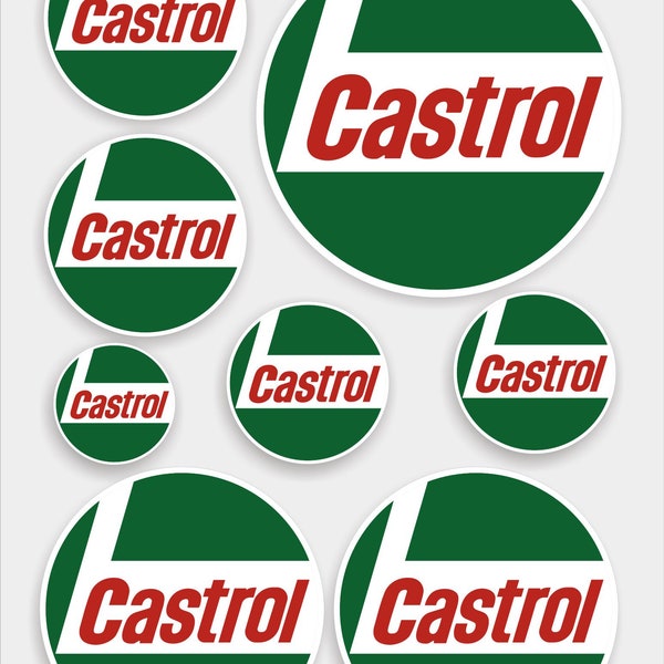 8 x Castrol Oil Abziehbilder/Aufkleber, Qualitätsvinyl, laminiert