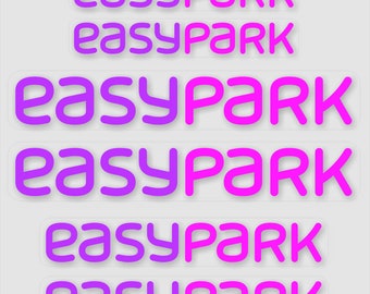 EASYPARK, 6 Stickers printed on clear vinyl. (Destinations outside of the UK are 2-3 week delivery)