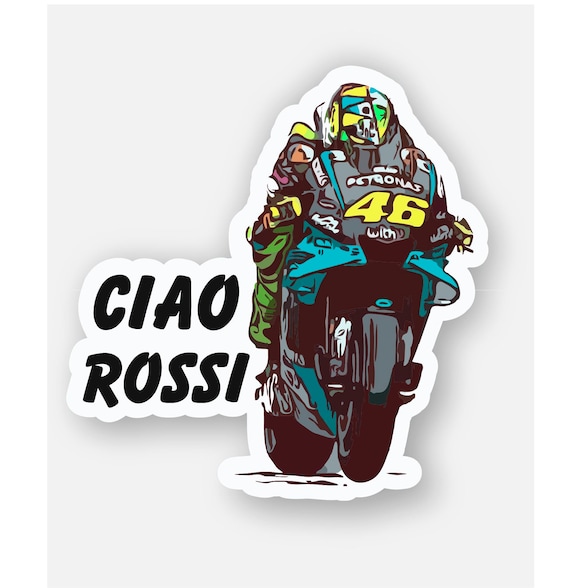 Valentino Rossi, Abschiedsaufkleber. Gedruckt auf hochwertigem