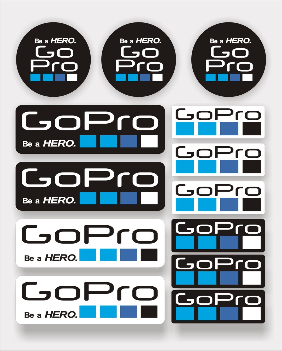 13x Gopro Camera Decals, Stickers, Waterproof Vinyl, Laminated for